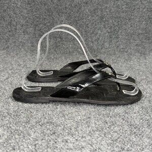 Tory Burch Thora Sandals Women's Size 9 Black‎ Patent Leather Thong Flip Flops